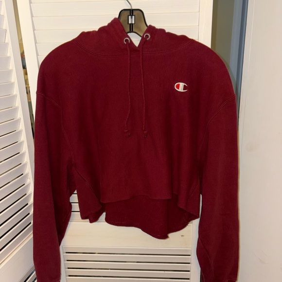 Champion Women's Maroon Cropped Hoodie - Picture 5 of 6
